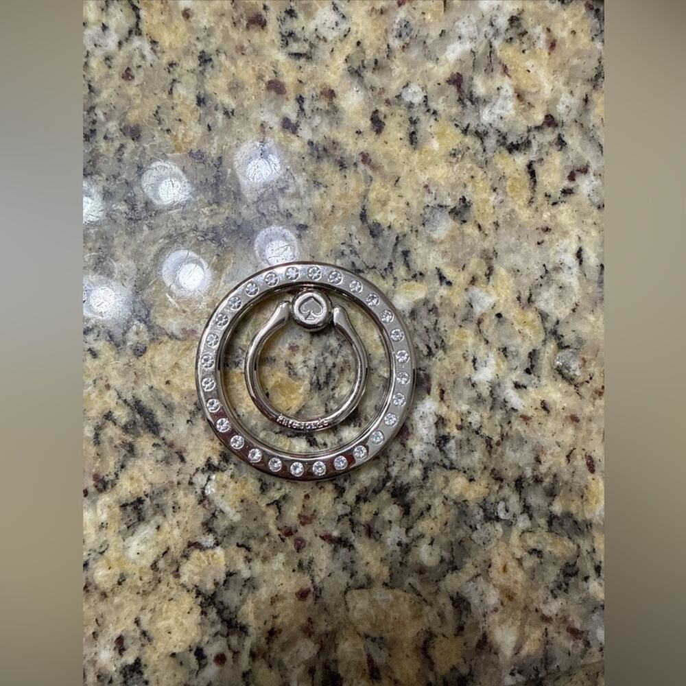 Kate Spade New York Magnetic Phone Ring Grip with Stand Rhinestones Silver